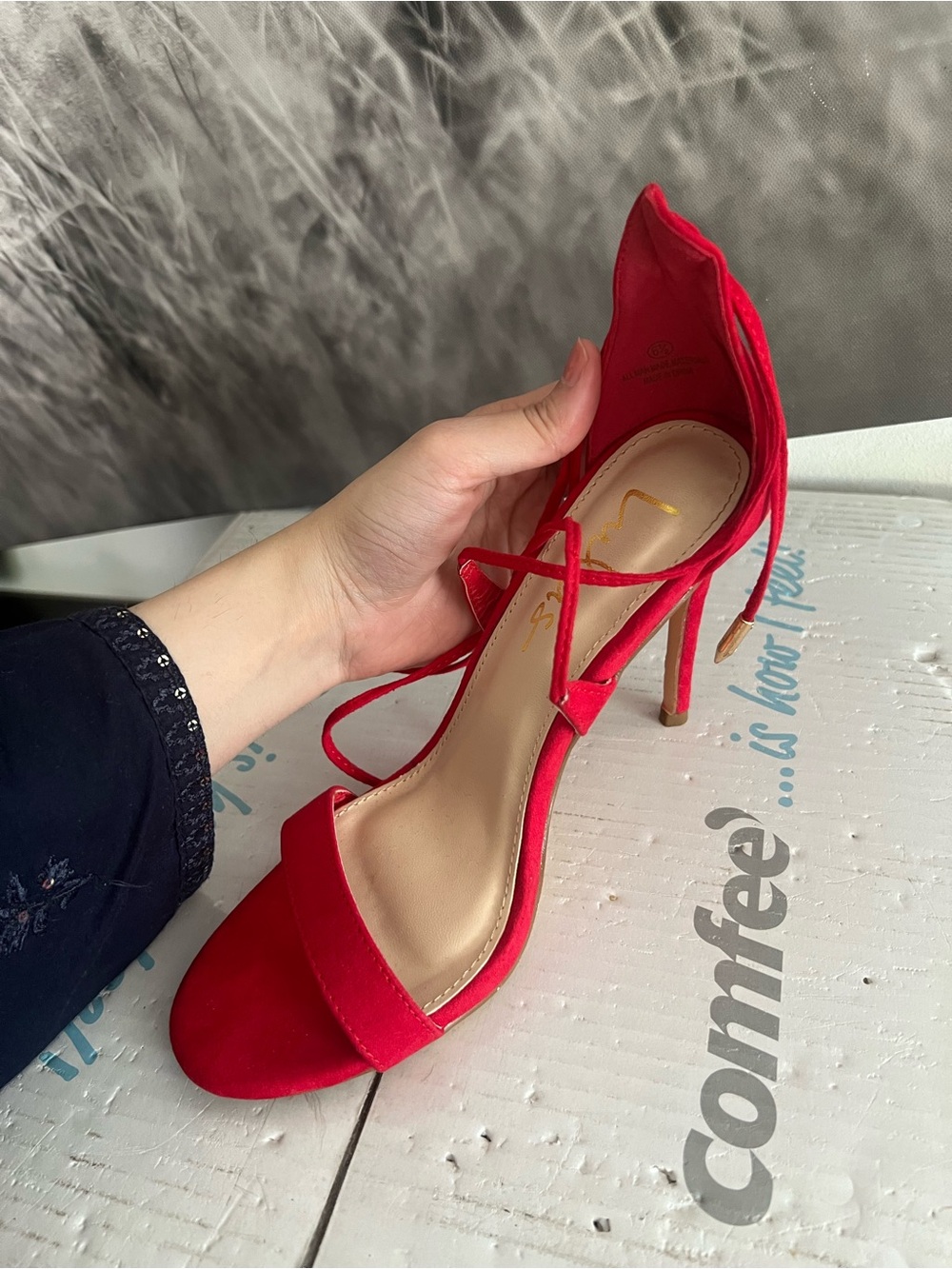 Lulu's Red Lace-Up Stiletto Sandals - Picture 2 of 3